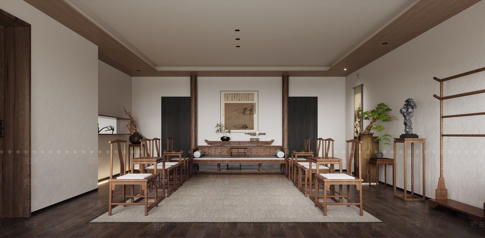 新中式极简接待室SU模型下载【ID:1202525368】