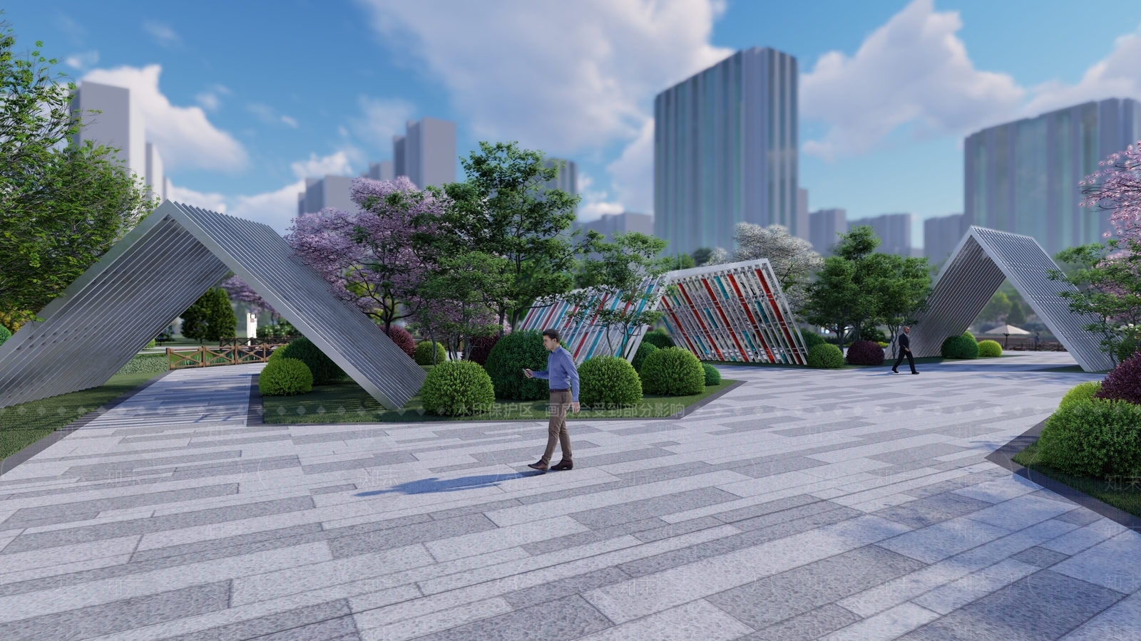 现代滨水景观SU模型下载【ID:1202526079】