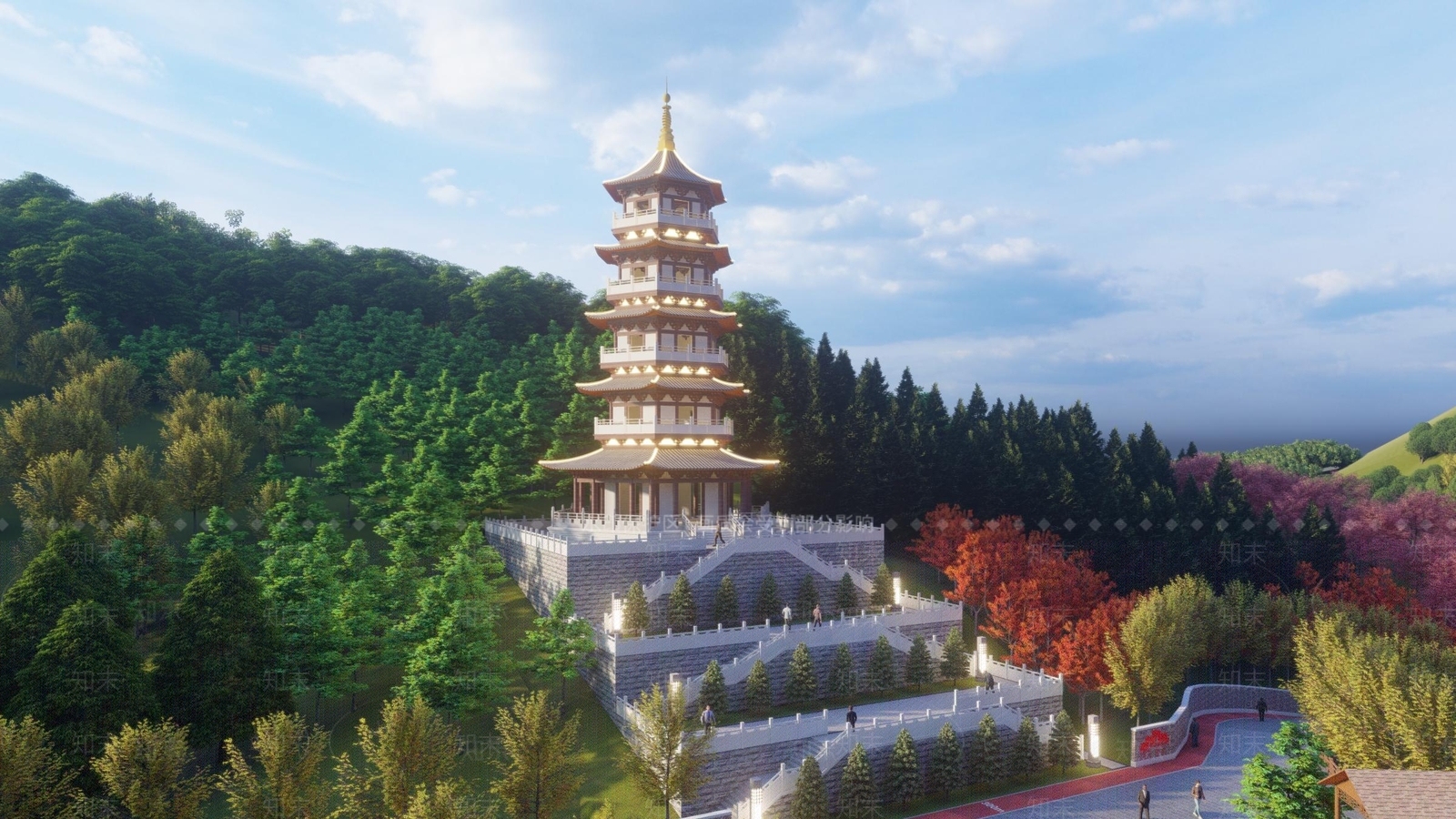 中式新中式塔楼SU模型下载【ID:1202526404】