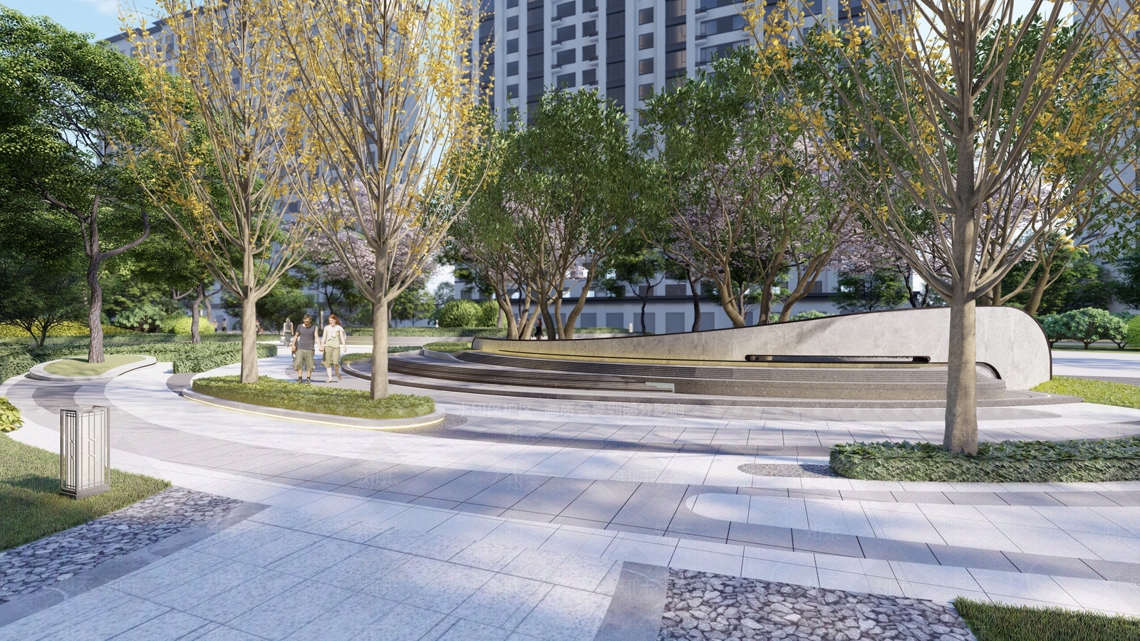 现代轻奢小区景观SU模型下载【ID:1202526537】