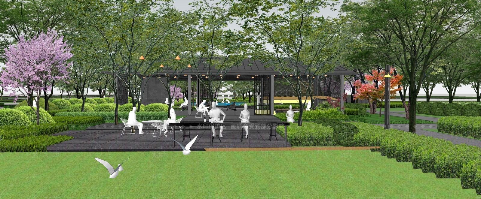 现代小区景观SU模型下载【ID:1202527052】
