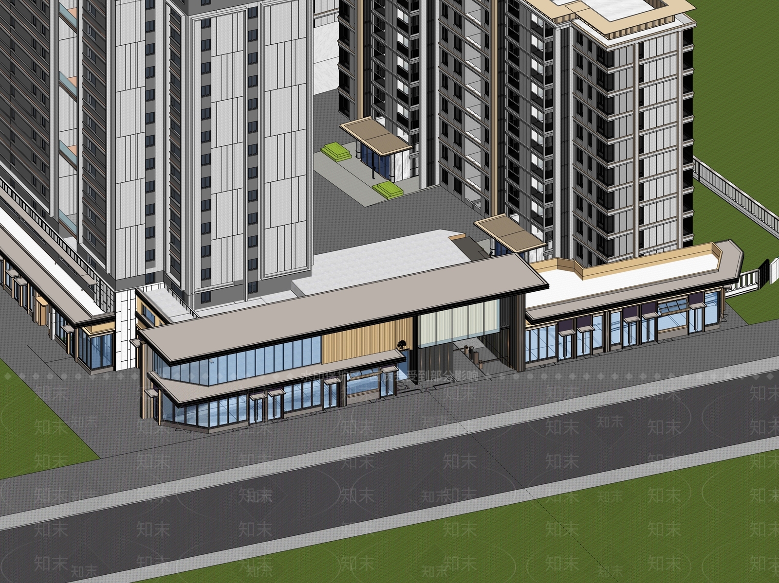 现代小区建筑SU模型下载【ID:1202531261】
