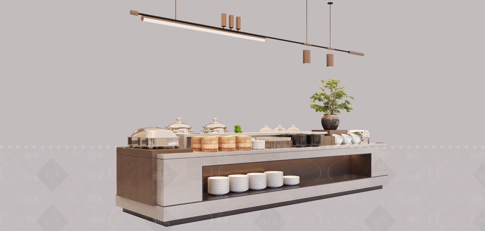 现代新中式吧台3D模型下载【ID:1202638333】