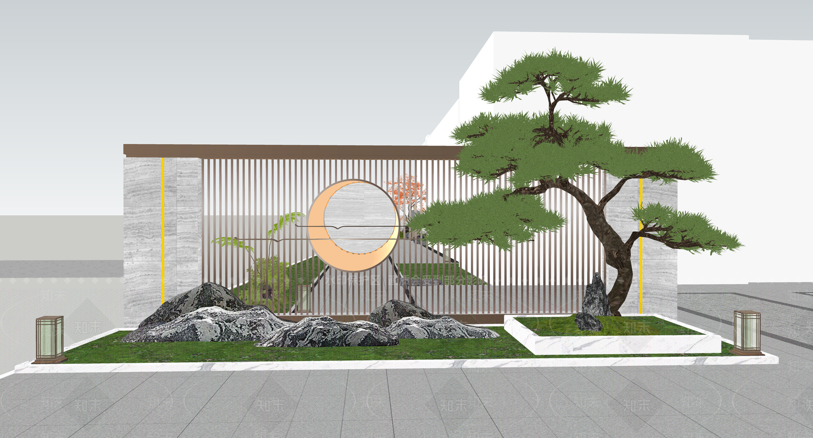 新中式景墙SU模型下载【ID:1202535072】