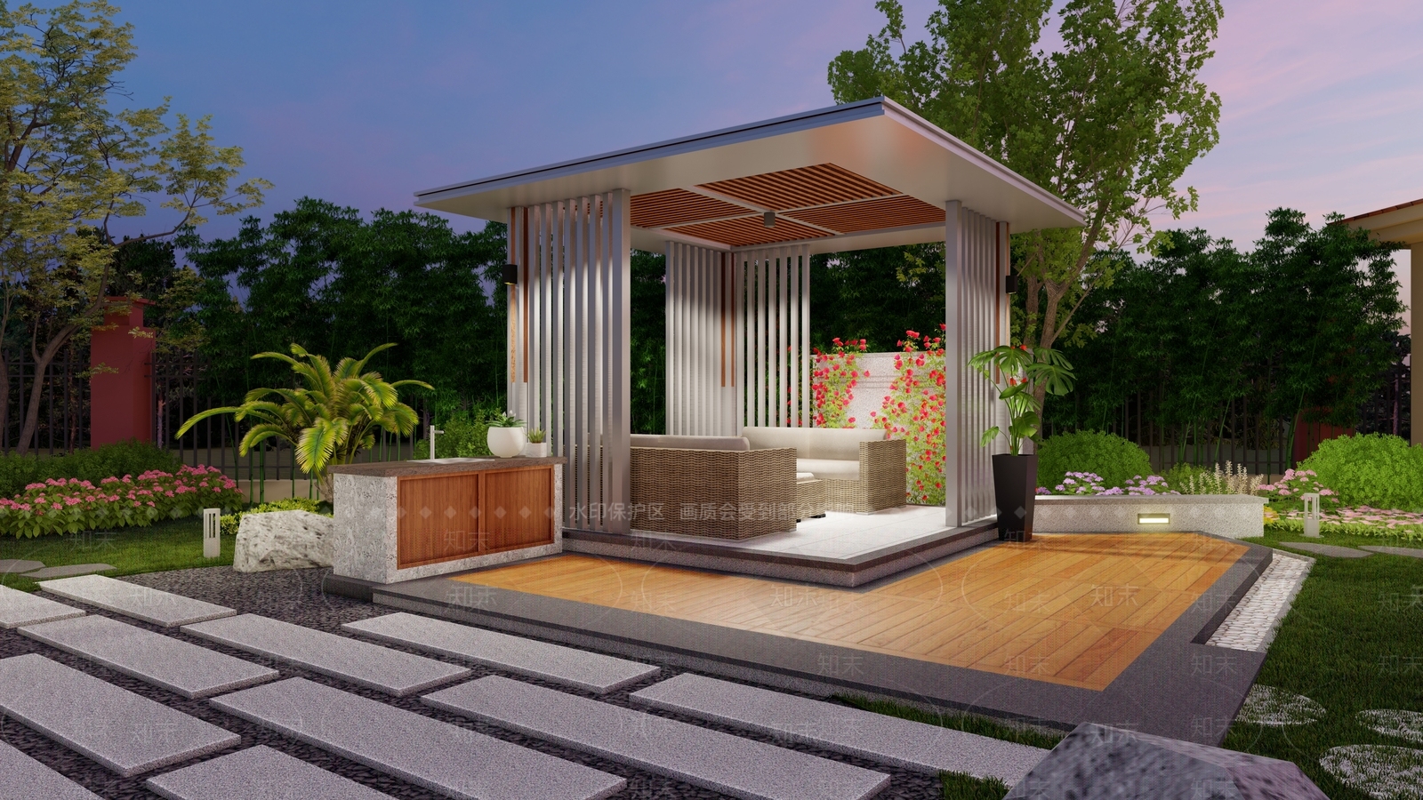 现代简约亭子SU模型下载【ID:1202536777】