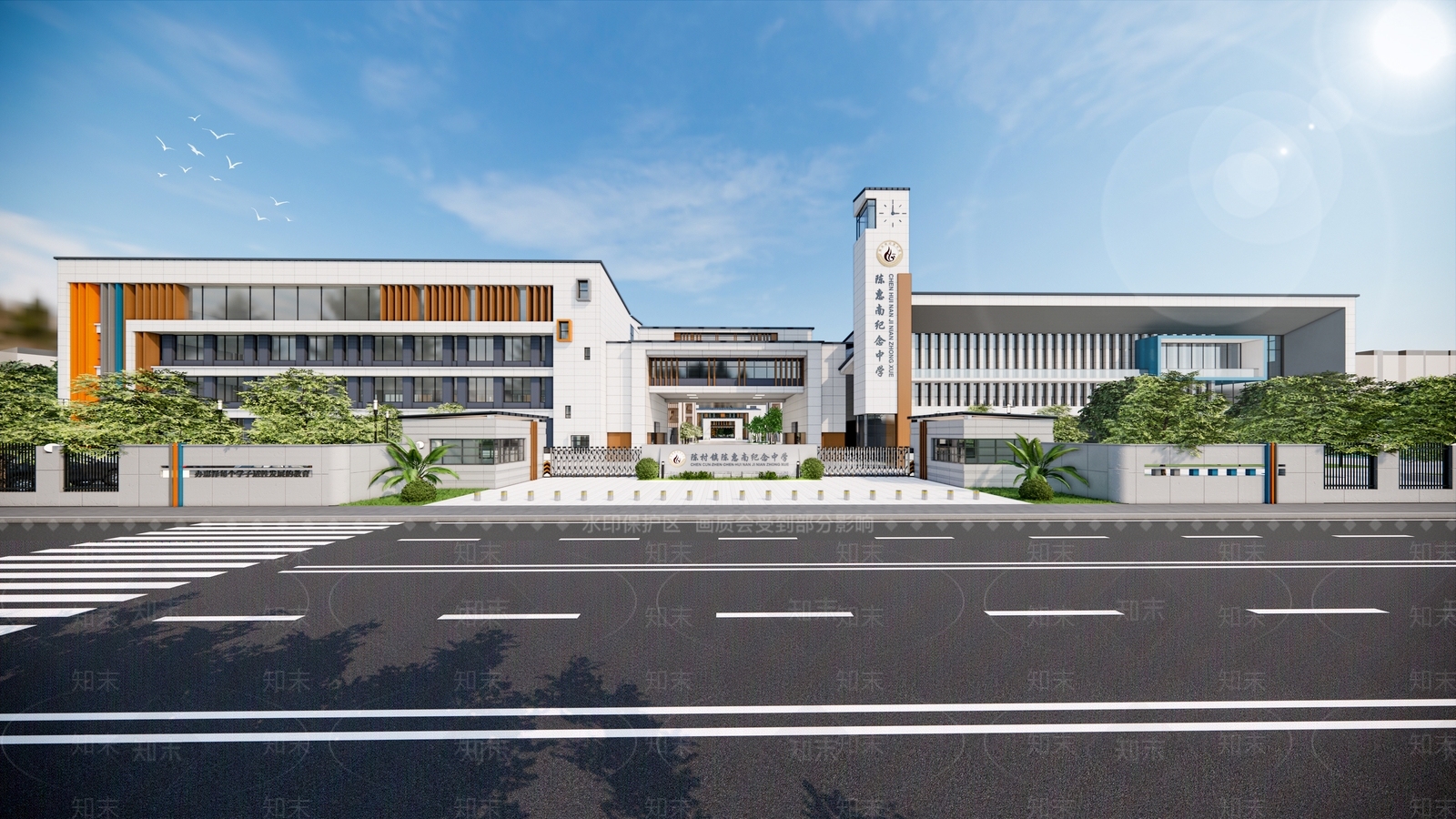 新中式现代学校建筑SU模型下载【ID:1202778665】