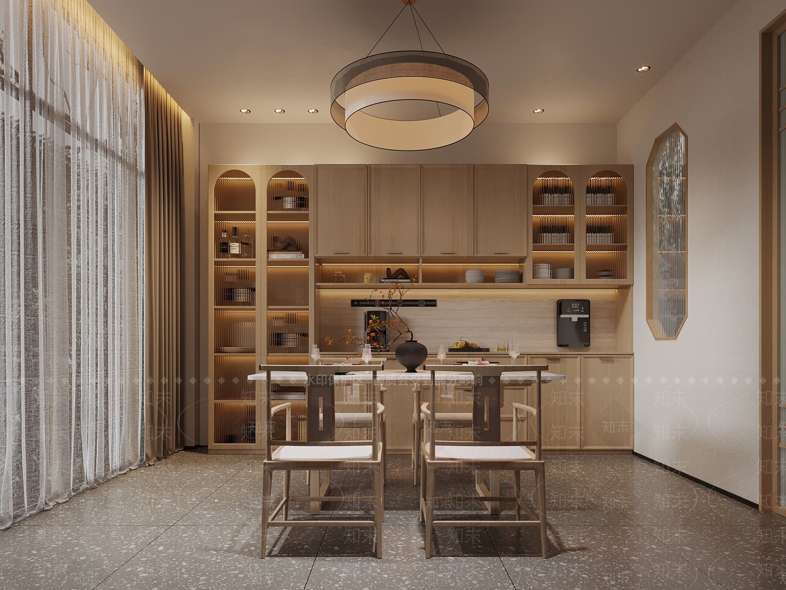 新中式家居餐厅3D模型下载【ID:1202652426】