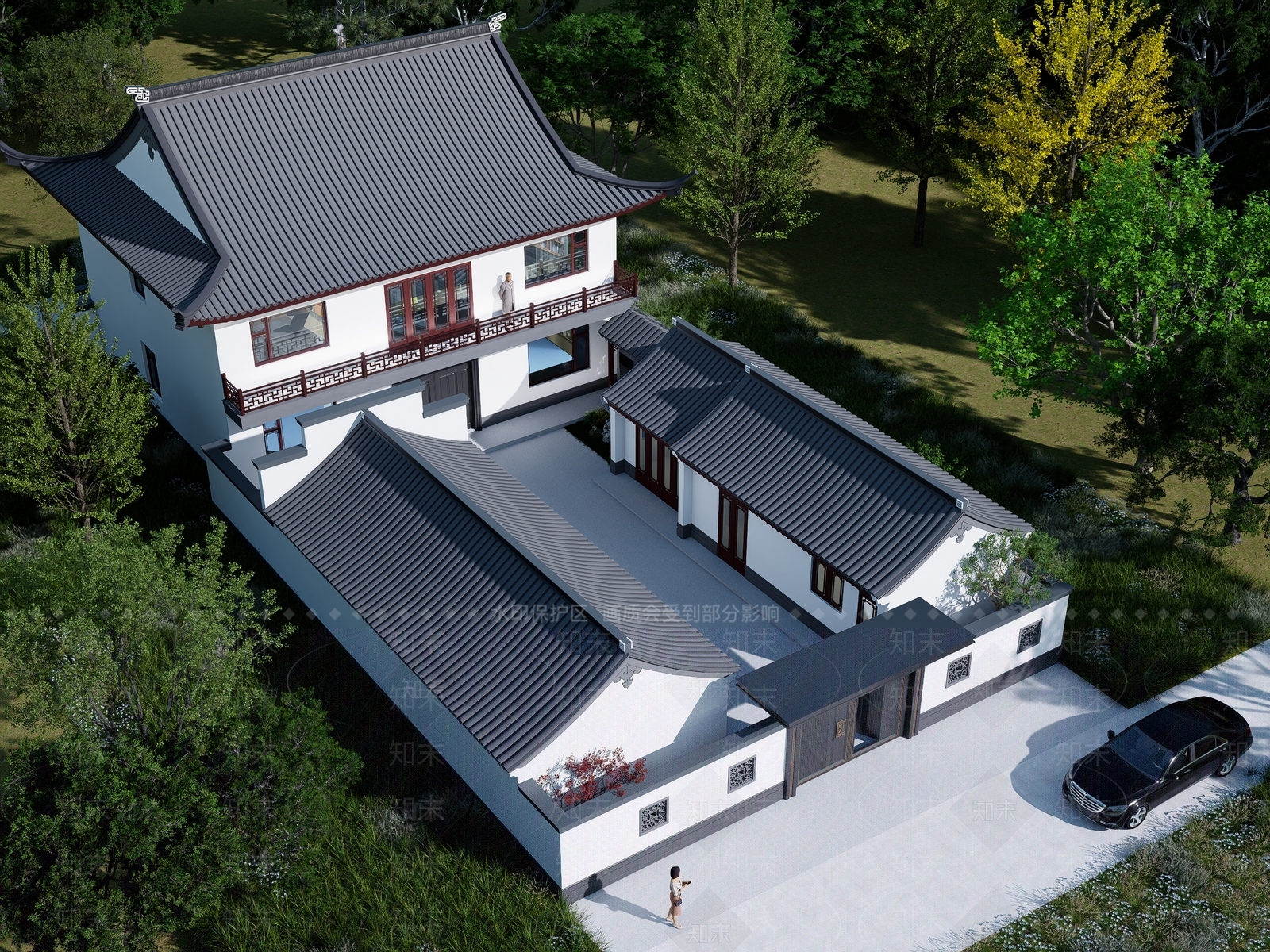 新中式中式古建筑SU模型下载【ID:1202541334】