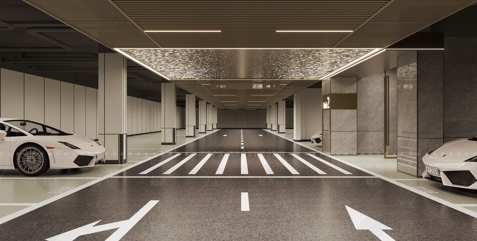 现代轻奢室内停车场3D模型下载【ID:1202541940】