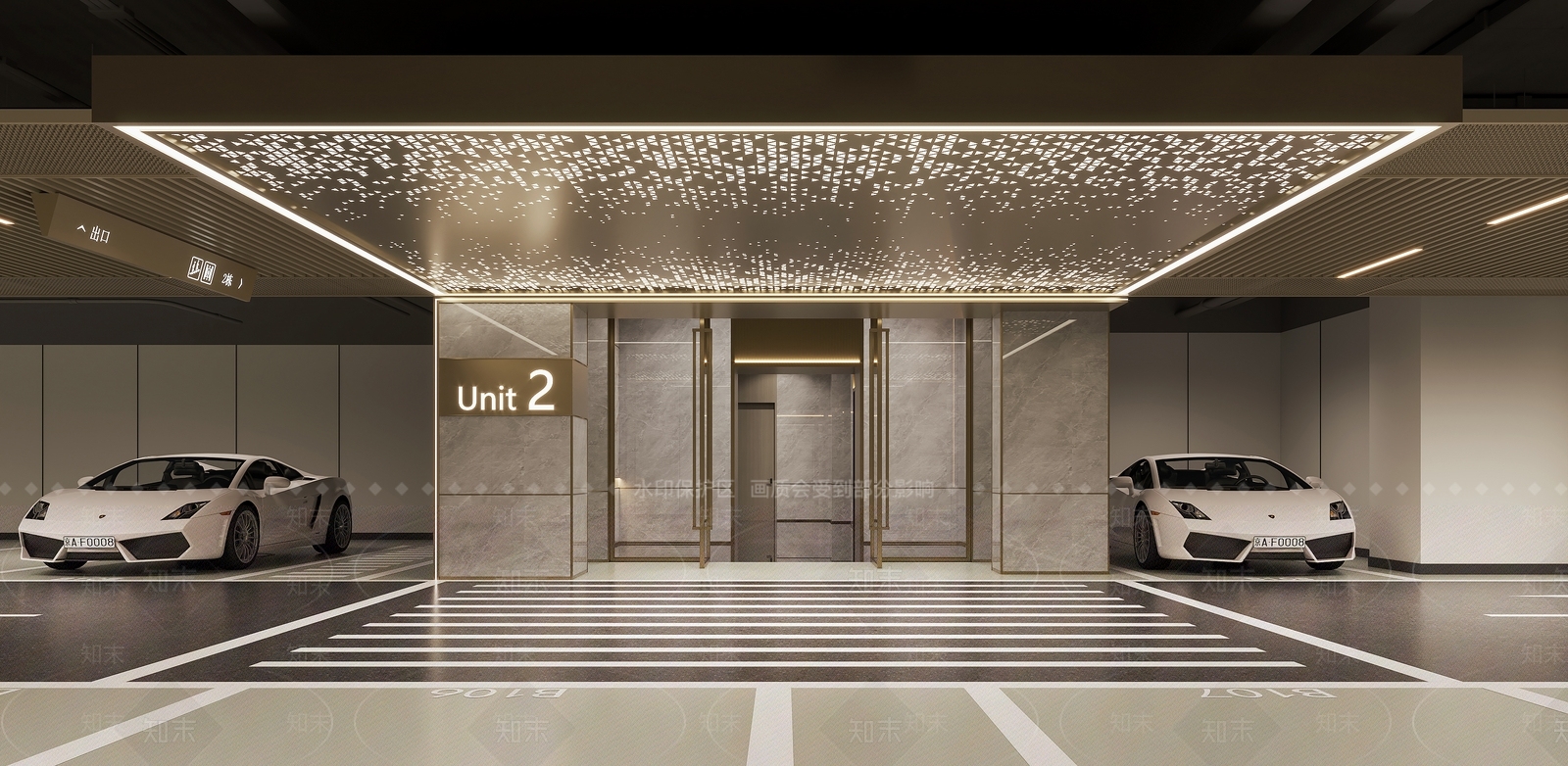 现代轻奢室内停车场3D模型下载【ID:1202541940】