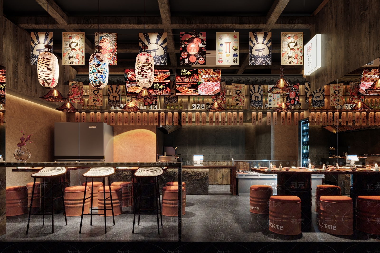 日式中古烤肉店3D模型下载【ID:1202543247】