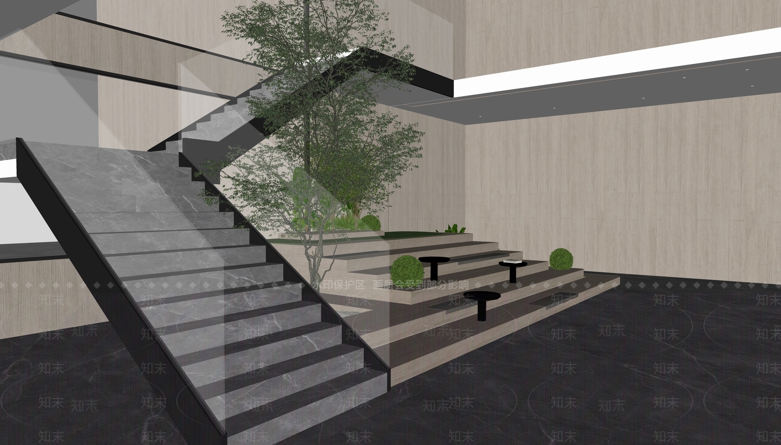 现代办公大堂SU模型下载【ID:1202545216】