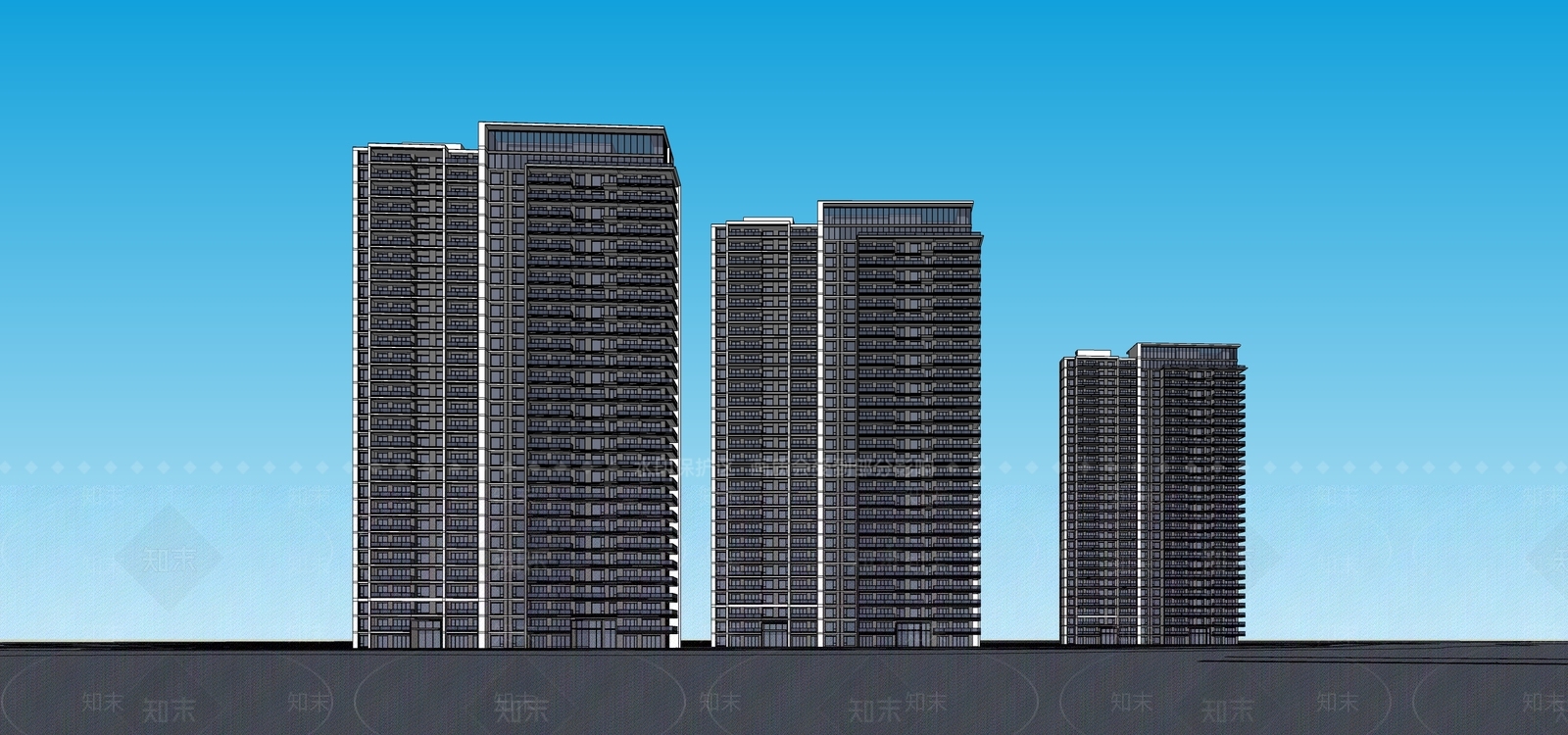 现代高层住宅SU模型下载【ID:1202546180】