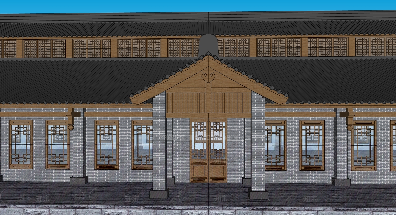 中式工业厂房SU模型下载【ID:1202550928】