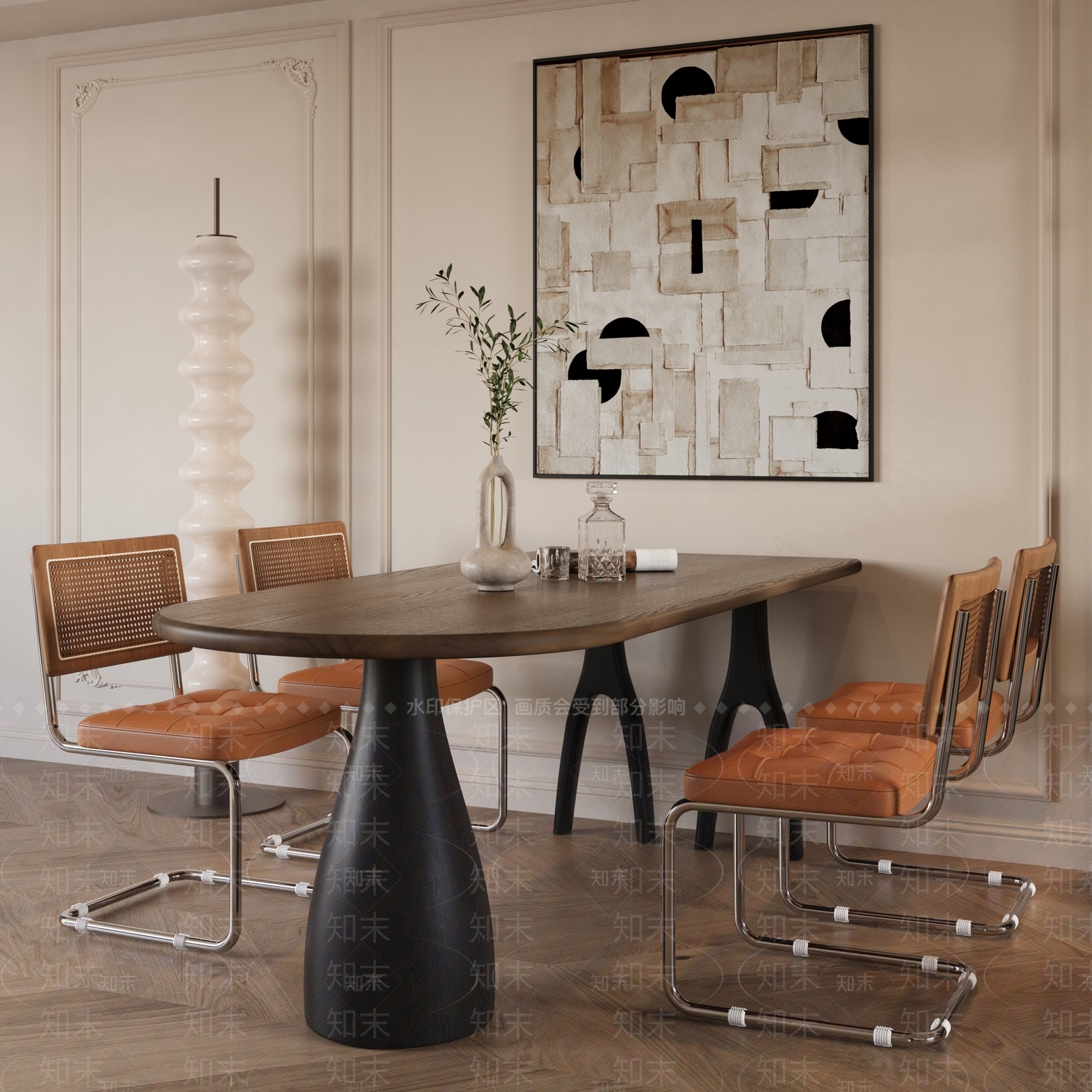 法式复古家居餐厅3D模型下载【ID:1202551011】