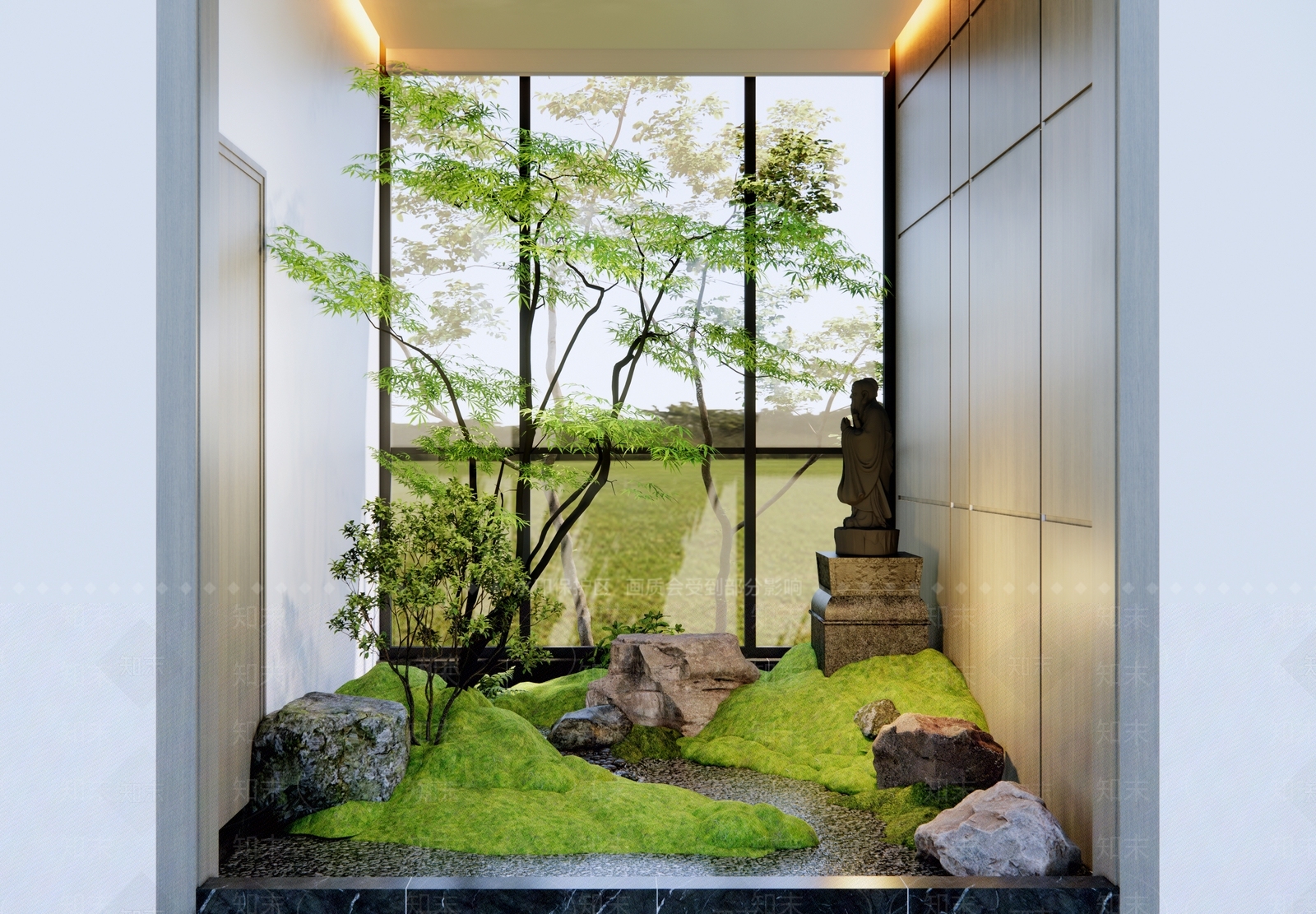 新中式日式室内景观SU模型下载【ID:1202552739】