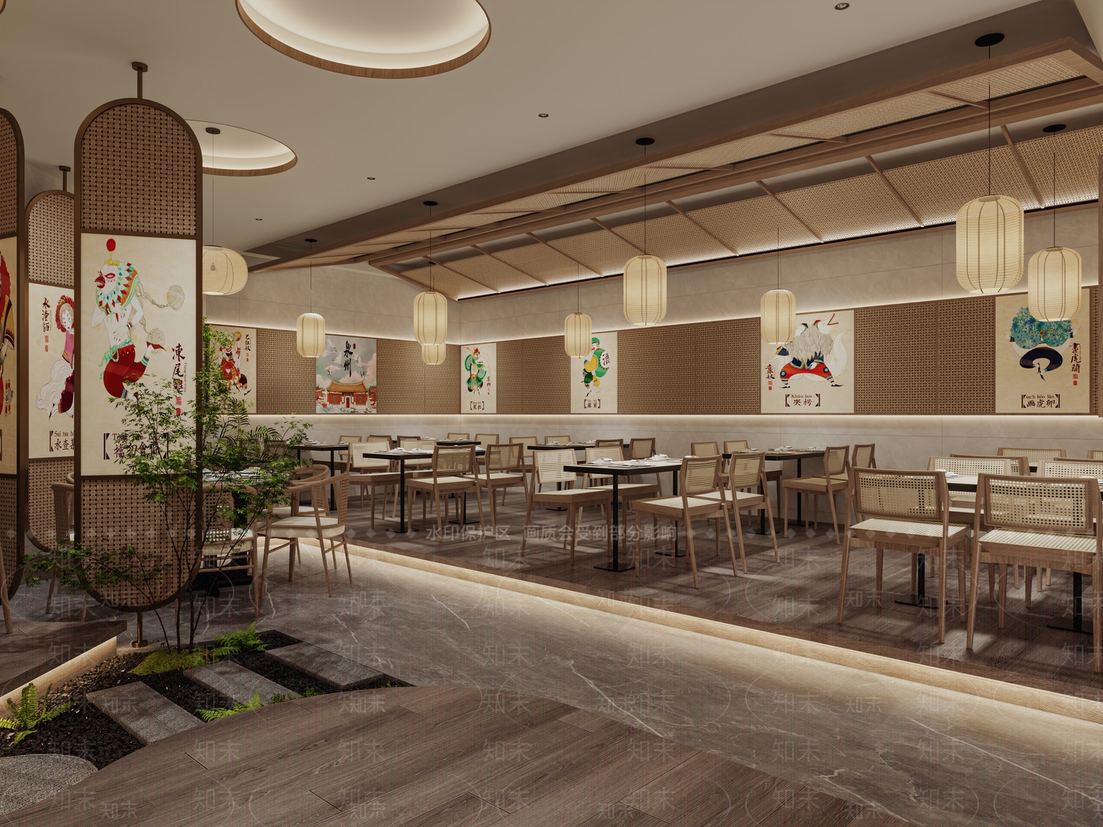 新中式原木火锅店3D模型下载【ID:1202865026】