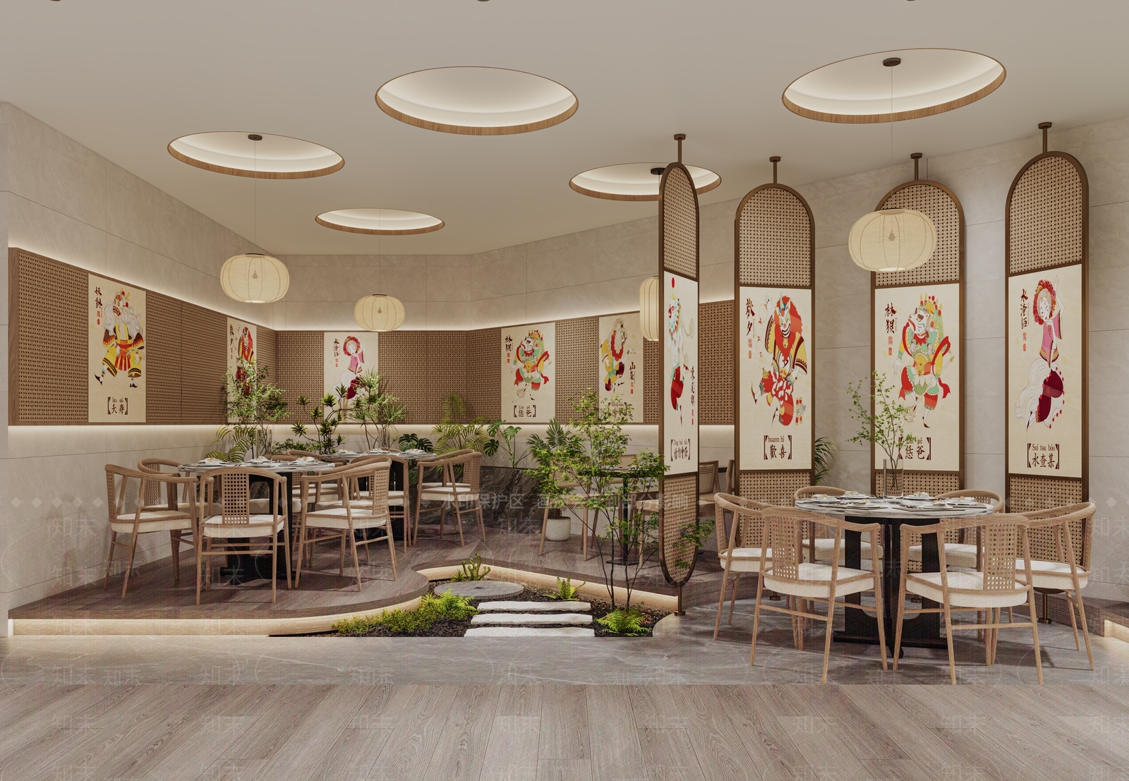 新中式原木火锅店3D模型下载【ID:1202865026】