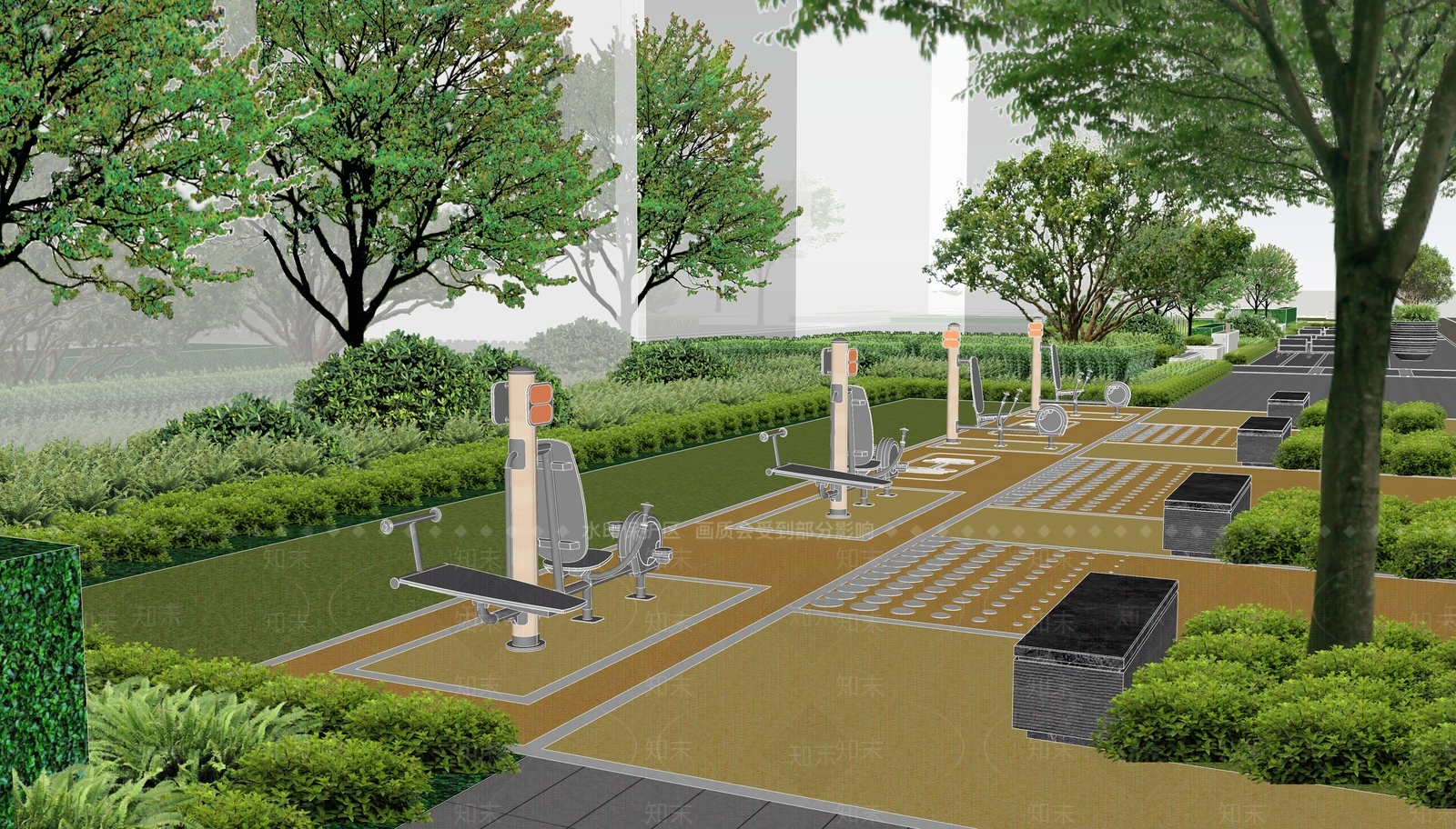 现代小区景观SU模型下载【ID:1202555116】