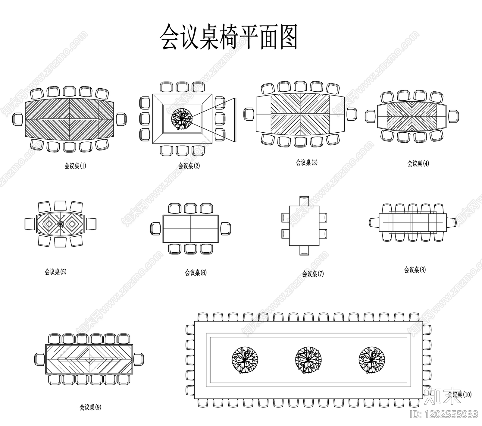 现代美式桌椅施工图下载【ID:1202555933】