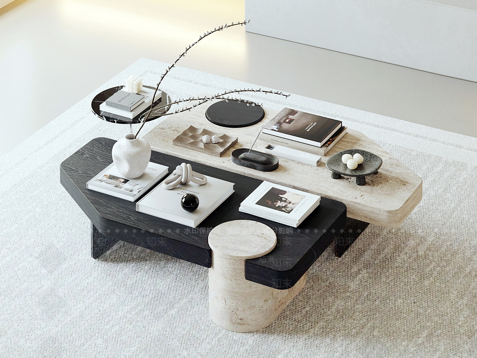 现代侘寂茶几3D模型下载【ID:1202556474】