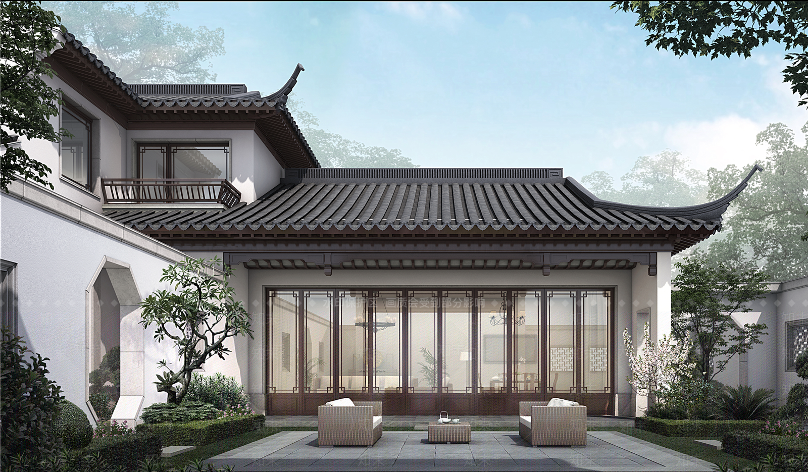 中式别墅SU模型下载【ID:1202557263】