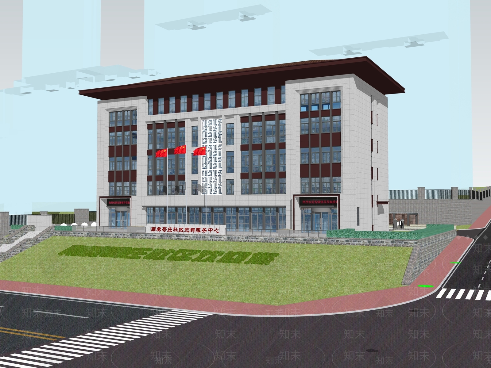 现代新中式社区服务中心SU模型下载【ID:1202572322】