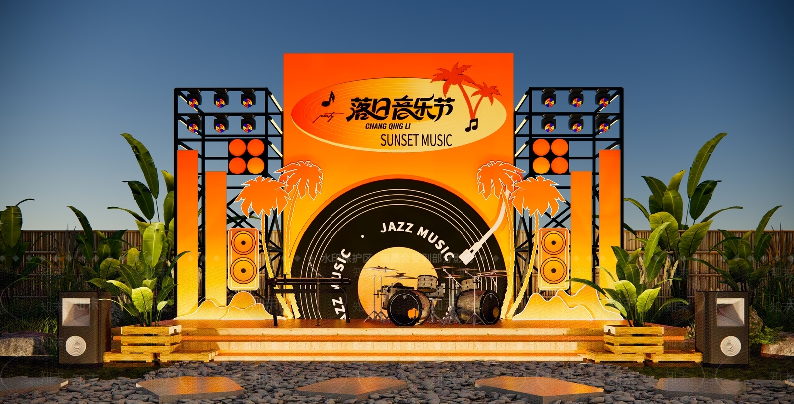 现代露天舞台SU模型下载【ID:1202574048】