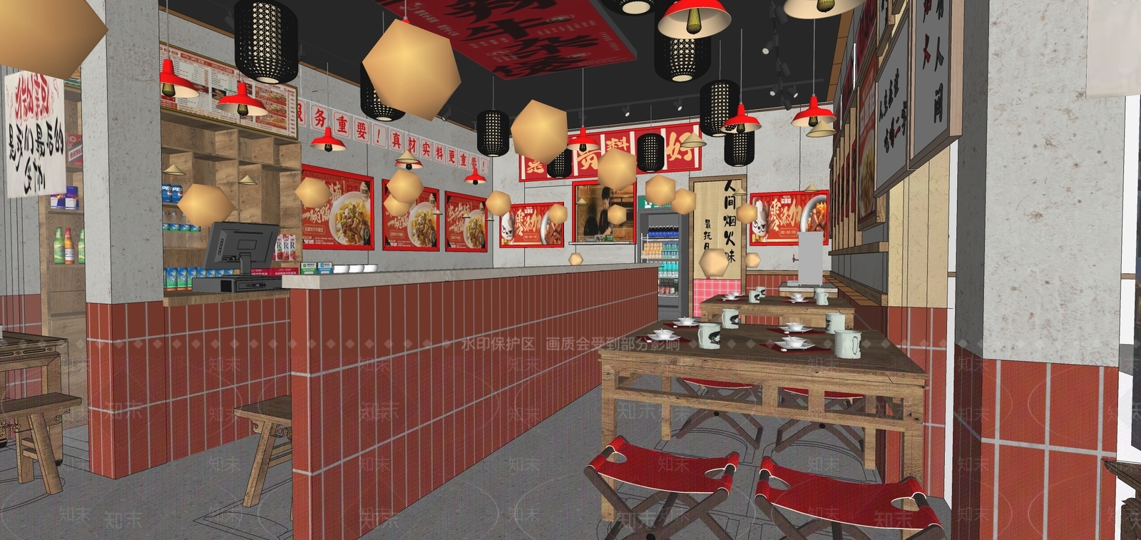 现代快餐店SU模型下载【ID:1202579487】