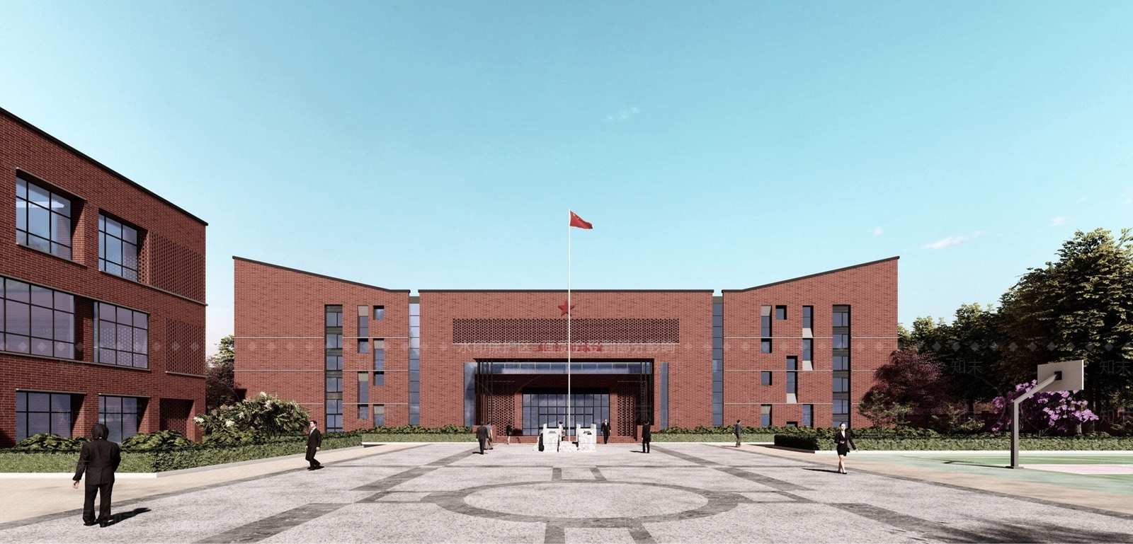 现代新中式学校建筑SU模型下载【ID:1202581457】
