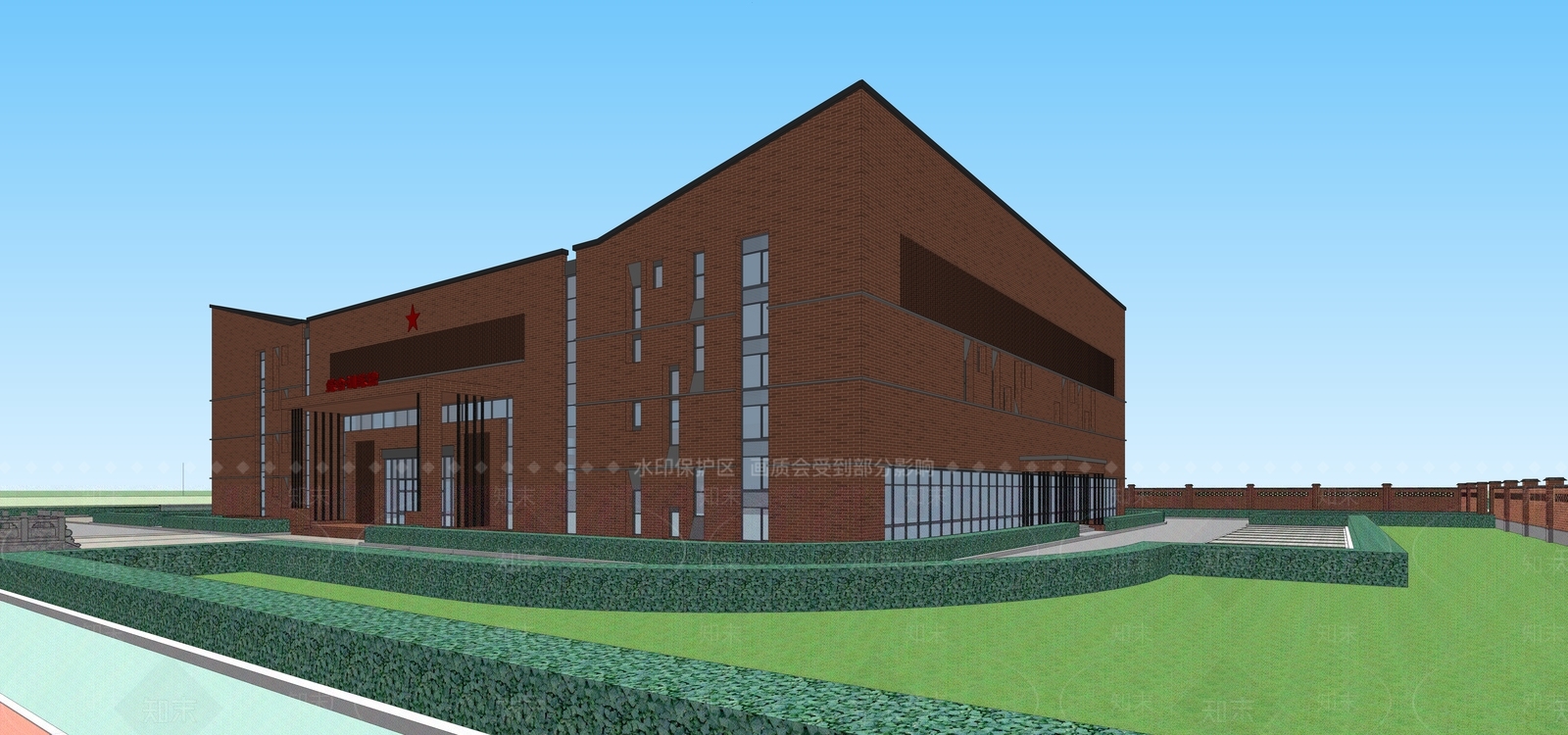 现代新中式学校建筑SU模型下载【ID:1202581457】