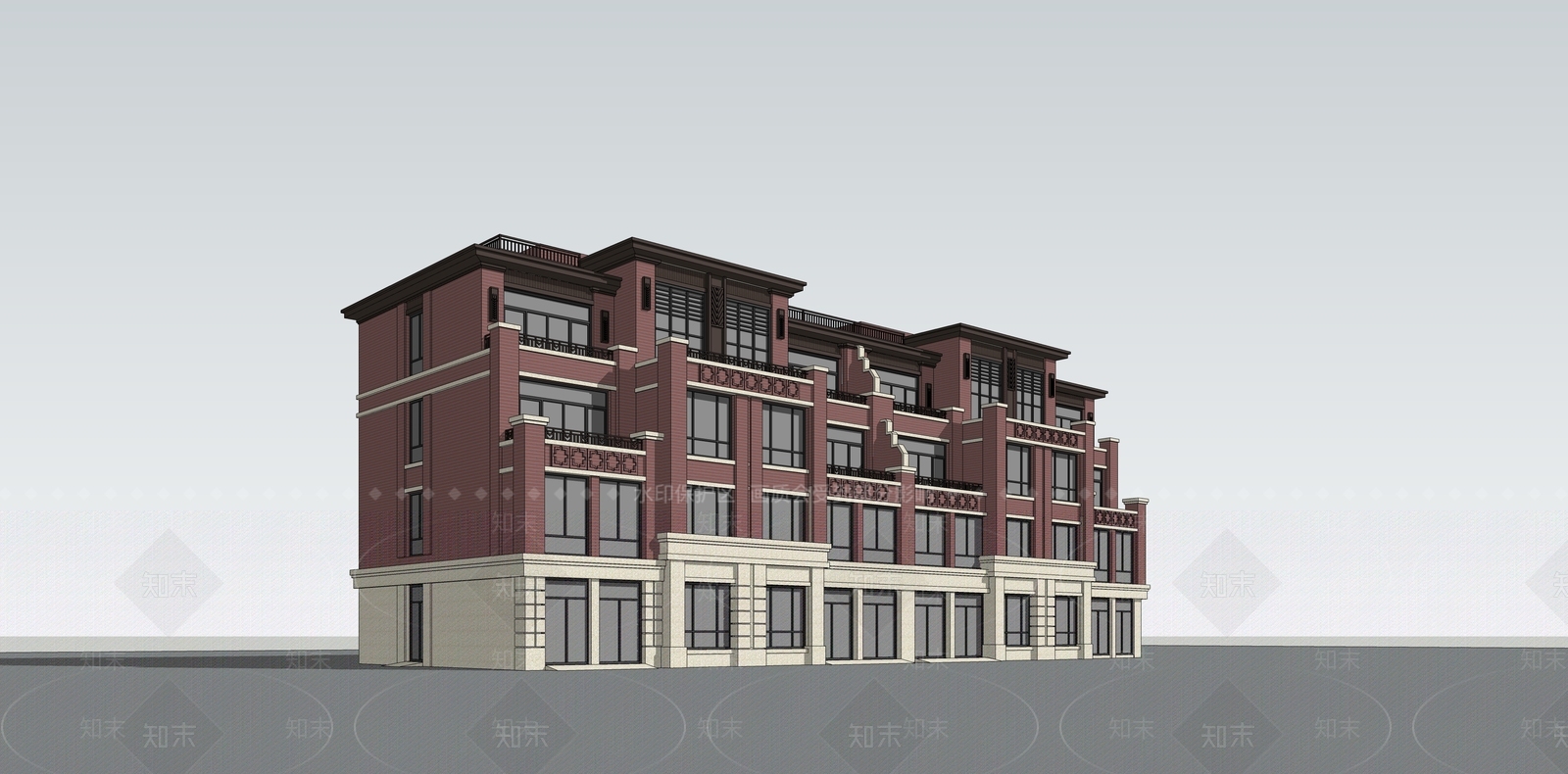 欧式多层住宅SU模型下载【ID:1202582430】
