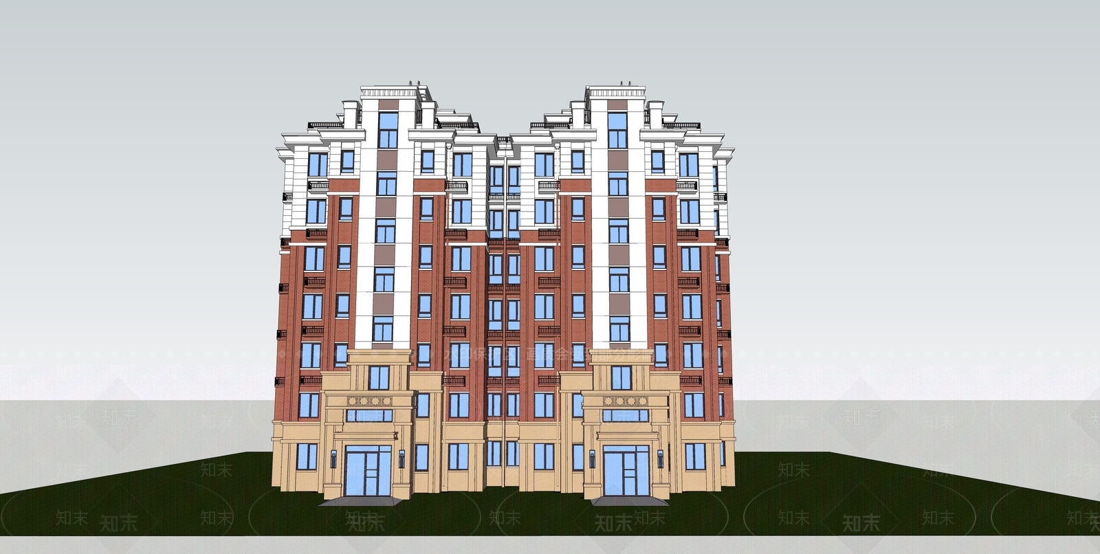 欧式多层住宅SU模型下载【ID:1202582506】