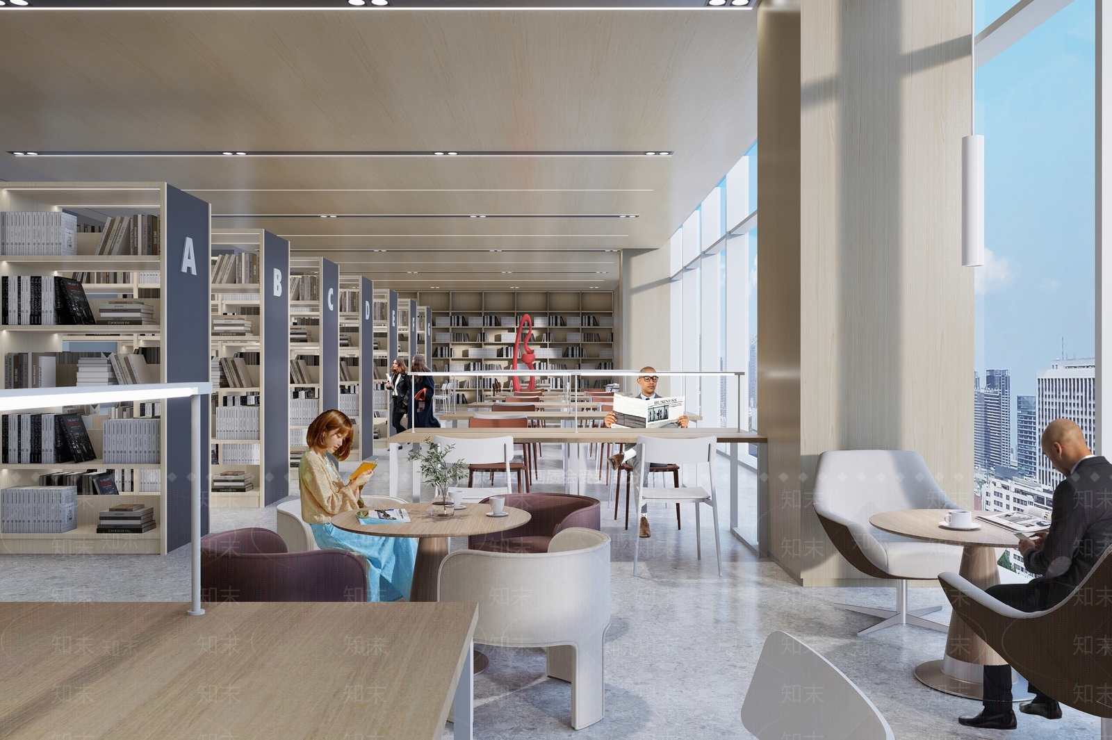 现代极简图书馆SU模型下载【ID:1202582773】