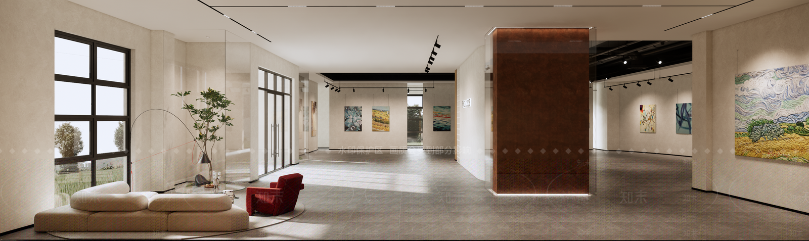 现代艺术展厅SU模型下载【ID:1222223883】