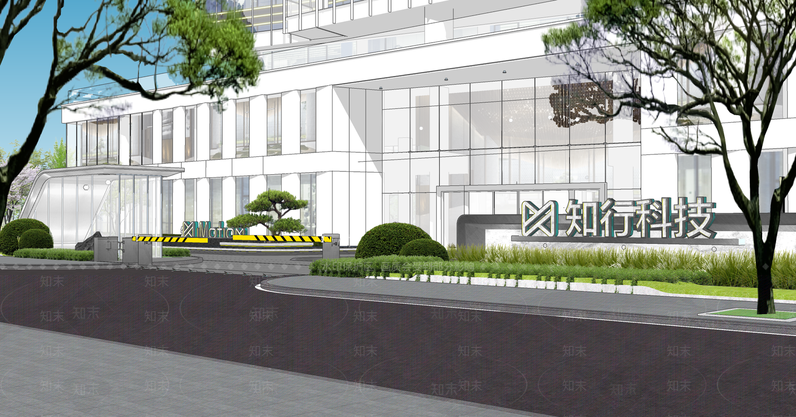 现代办公园区景观SU模型下载【ID:1202584193】