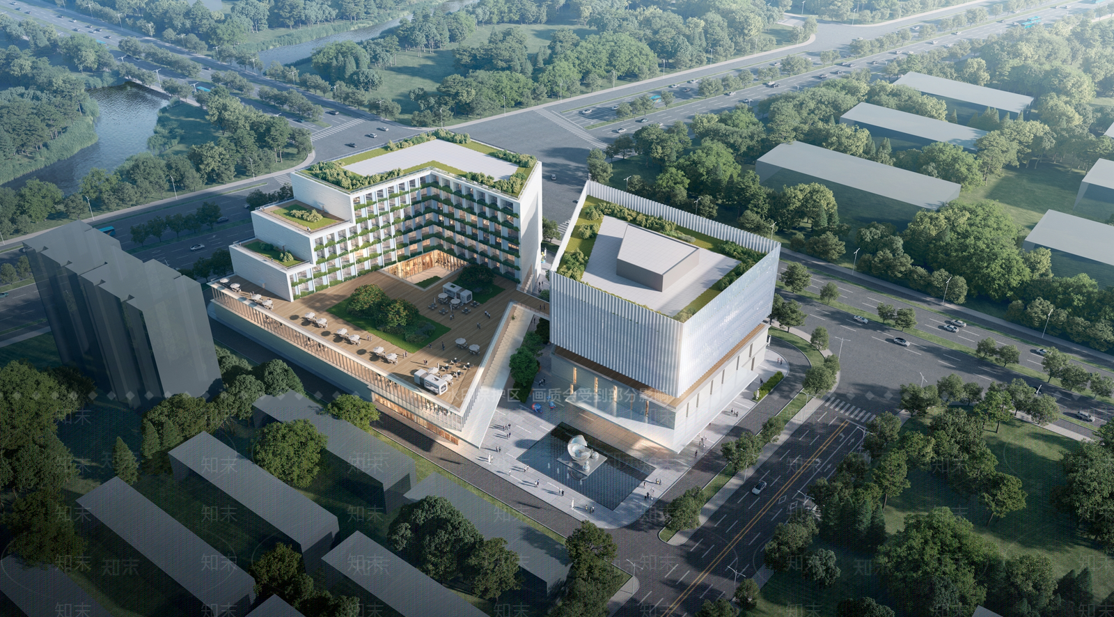 现代酒店建筑SU模型下载【ID:1202584632】