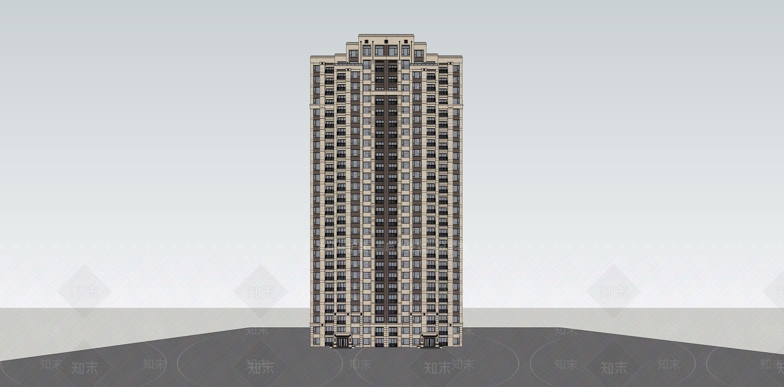 欧式高层住宅SU模型下载【ID:1202585169】