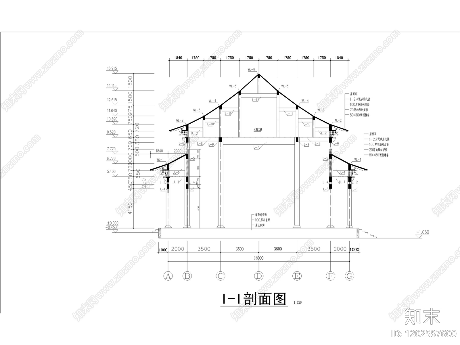 寺庙cad施工图下载【ID:1202587600】