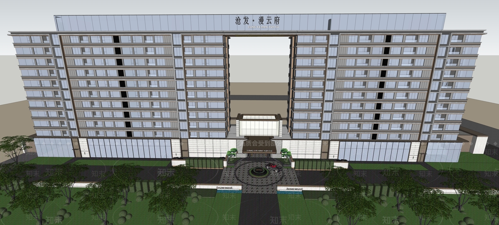 现代高层住宅SU模型下载【ID:1202587908】