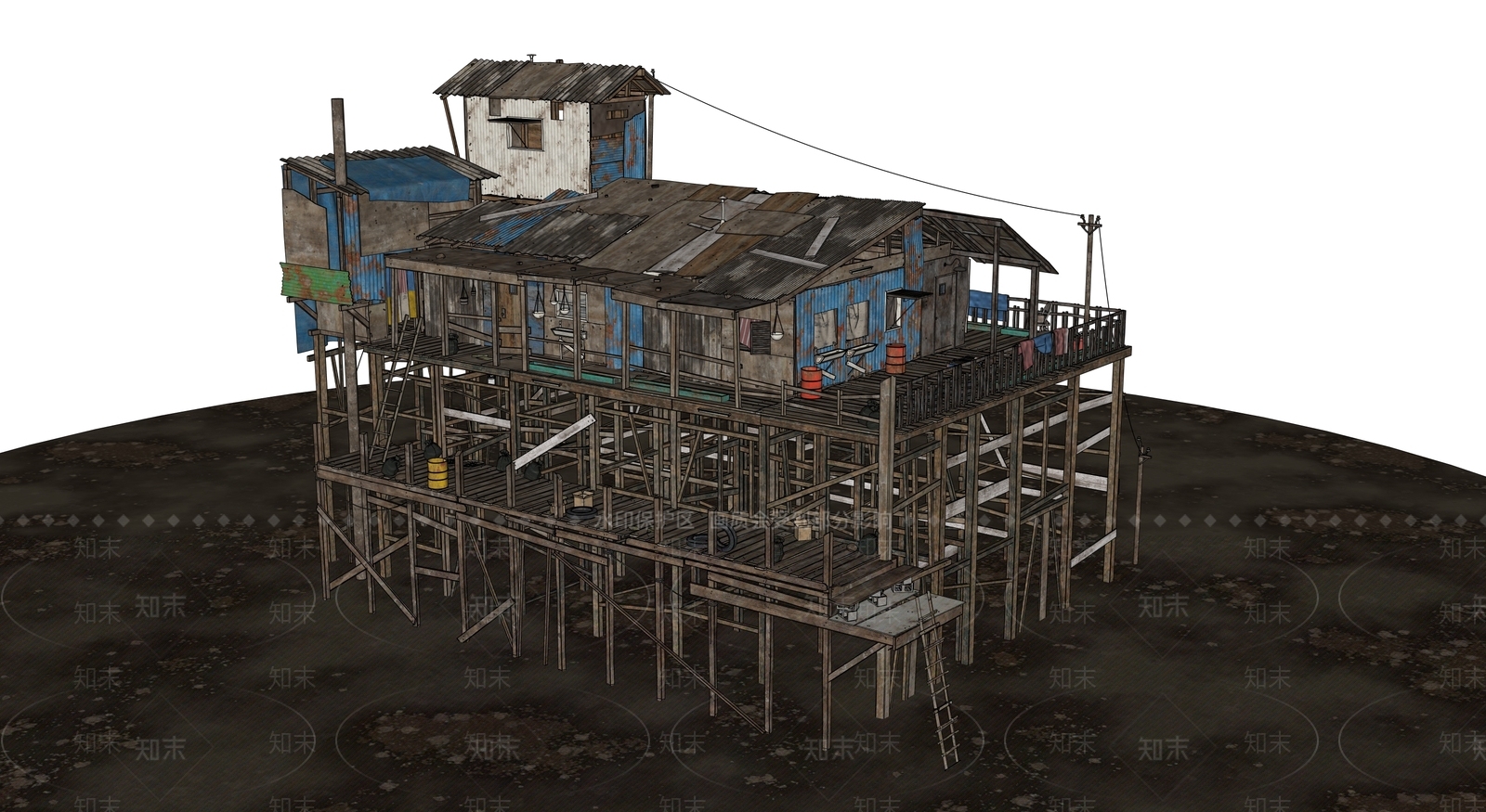 复古风格建筑SU模型下载【ID:1202589253】
