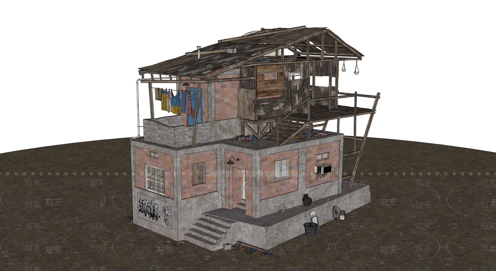 复古风格建筑SU模型下载【ID:1202589546】