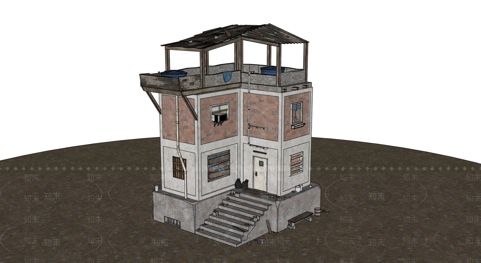 复古风格建筑SU模型下载【ID:1202589621】