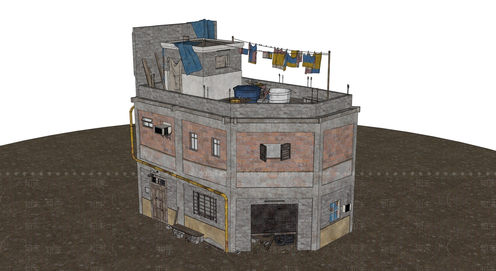 复古风格建筑SU模型下载【ID:1202589624】