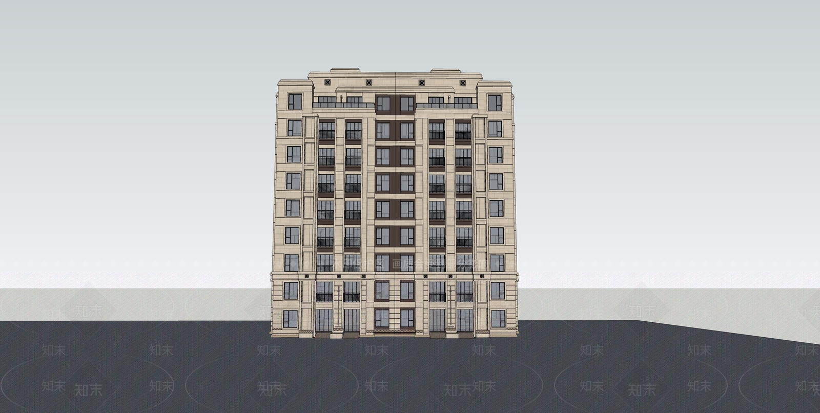 欧式高层住宅SU模型下载【ID:1202589646】