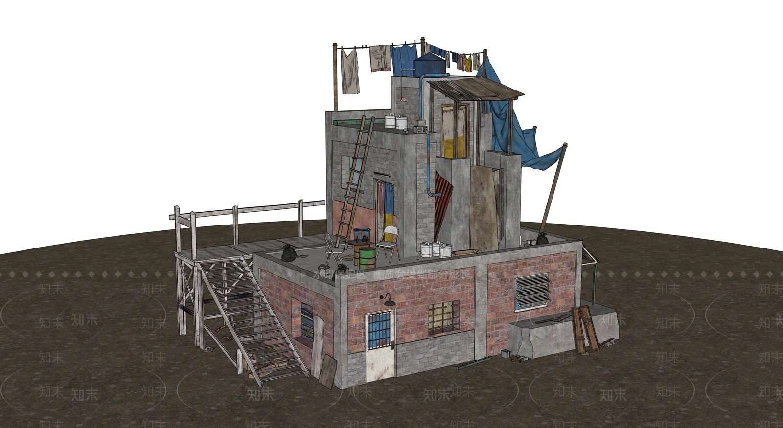 复古风格建筑SU模型下载【ID:1202589659】