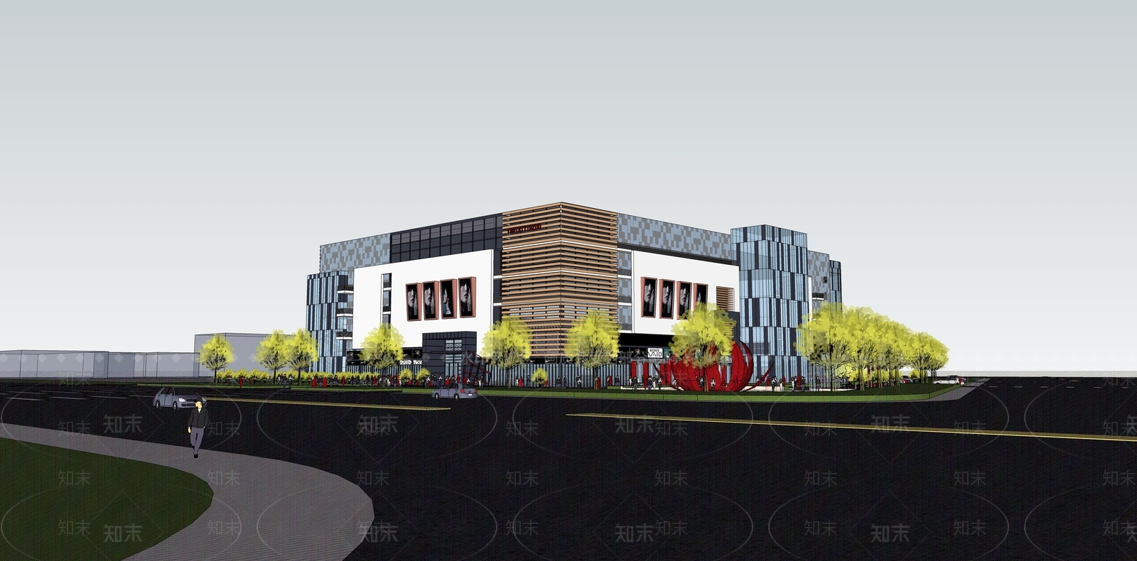 现代商场建筑SU模型下载【ID:1202593643】