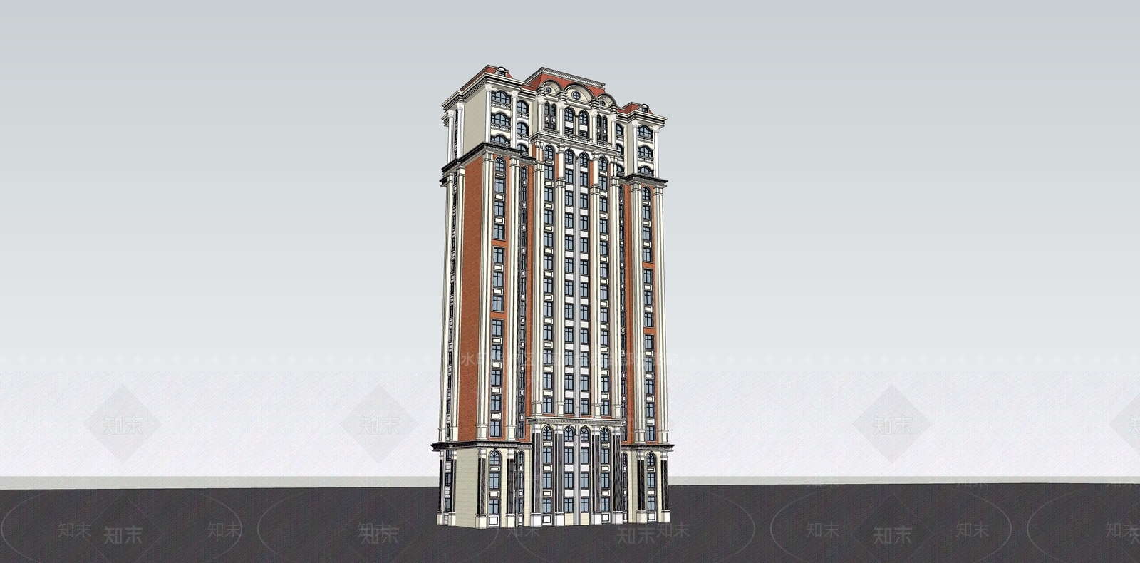 欧式高层住宅SU模型下载【ID:1202593744】