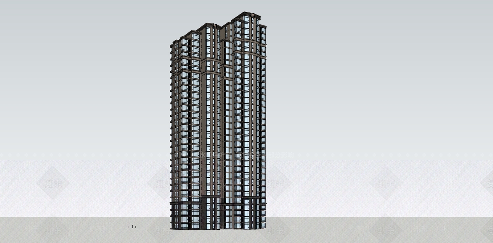 欧式高层住宅SU模型下载【ID:1202595575】