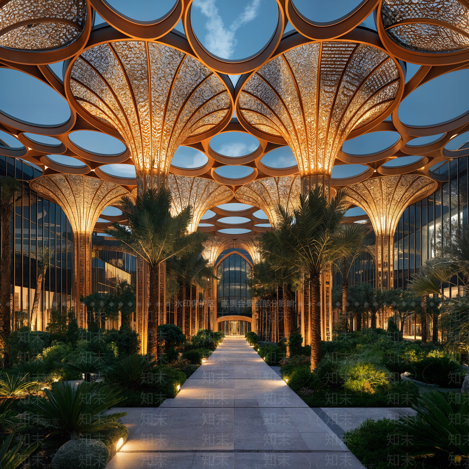 现代廊架空间SU模型下载【ID:1202596181】